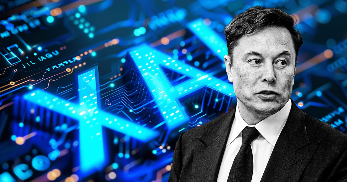 Elon Musk appears in front of a glowing xAI graphic, symbolizing reports of the company seeking $10 billion in new funding - Cover art/illustration via CryptoSlate.