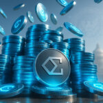 Stacks of digital coins with the Ethena logo are depicted against the backdrop of the U.S. Capitol building - Cover art/illustration via CryptoSlate.