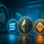 Stacks of Solana, Ethereum, and Binance Coin are shown inside a secure vault, symbolizing growing corporate crypto treasury allocations - Cover art/illustration via CryptoSlate. Image includes combined content which may include AI-generated content