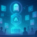 silhouettes of people observing Aave’s logo with governance and Ethereum symbols, highlighting protocol decisions and exposure adjustments - Cover art/illustration via CryptoSlate.