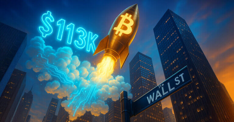 Bitcoin rocketed past the $113,000 level as weak U.S. jobs data fueled expectations of a Federal Reserve rate cut - Cover art/illustration via CryptoSlate.