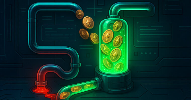 Ethereum staking inflows rise as coins reroute from outflow drains into green validator chambers - Cover art/illustration via CryptoSlate.
