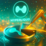 Hyperliquid logo hovering above a coin as a mechanical blade removes a large wedge, symbolizing a proposed 45% token supply cut.
