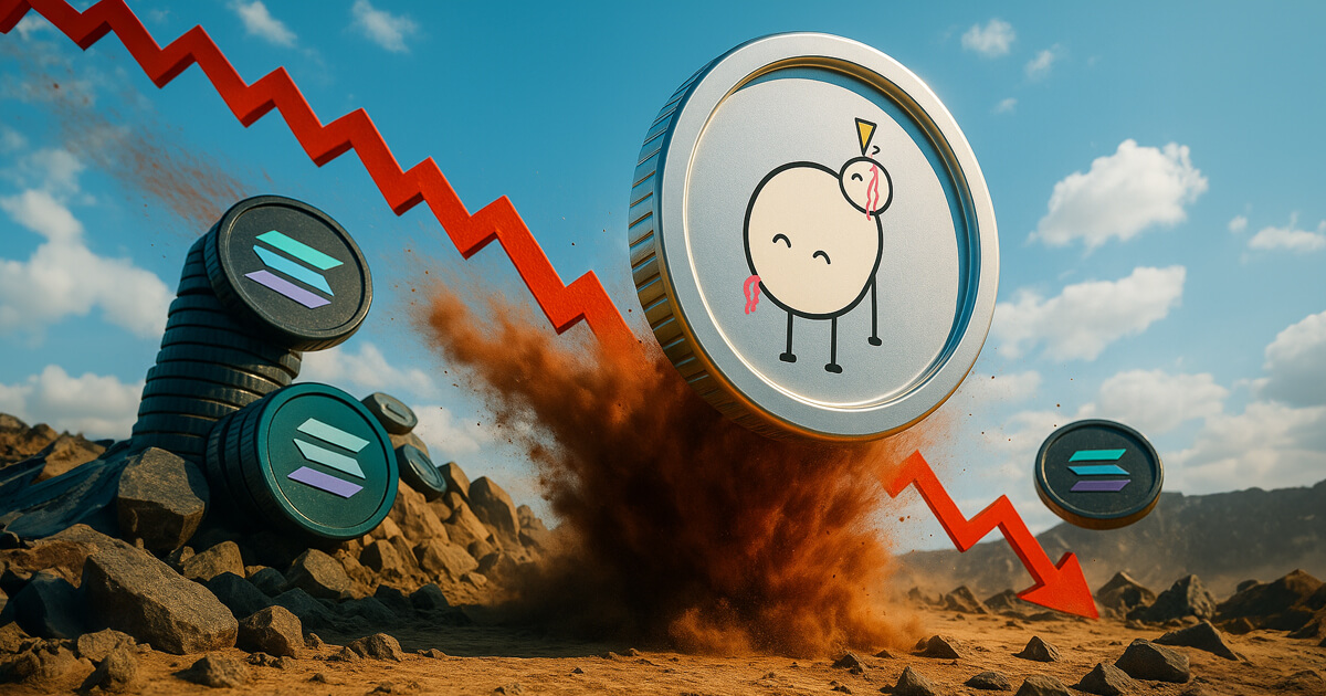 A dramatic scene showing Solana memecoins collapsing as a PIPPIN token surges upward against a falling red price chart, symbolizing why PIPPIN’s rally stands out in Solana’s declining memecoin market