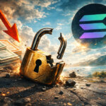A broken padlock beside stacked share certificates and a red downward arrow under the Solana logo, symbolizing a new loophole in share ownership and a fix already live on Solana.
