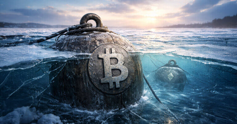 Bitcoin buoy anchored in icy waters rises above the surface as key metrics point to a short bear market and a potential surge toward $125,000 before April