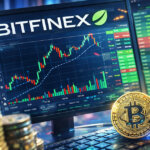 Bitfinex trading screen showing a Bitcoin price chart and buy signal indicators, highlighting viral market optimism contrasted with data pointing to a volatile six weeks ahead