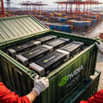 Workers at a shipping port inspect a container of Nvidia H200 chips, highlighting Beijing’s pause and renewed pressure on Bitcoin’s correlation with AI stocks.