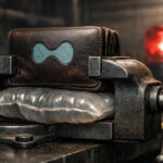 A Hyperliquid-branded wallet is crushed in a metal vise, symbolizing a once $100M trading run and a shrinking $129.9M buffer under squeeze-driven market