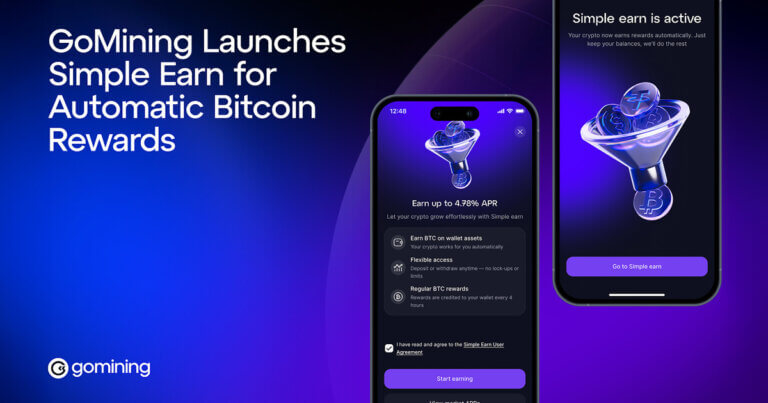 GoMining Simple Earn Enables Autonomous Bitcoin Yield Accrual via Single-Toggle Integration