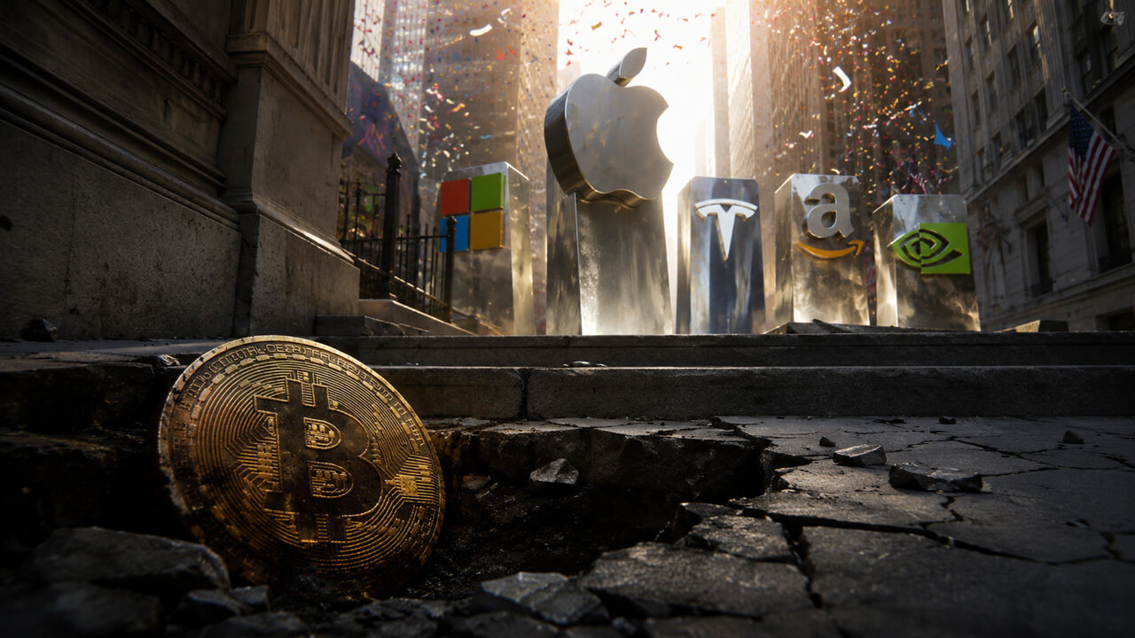 Bitcoin lagging behind surging tech giants as the S&P 500 reaches another all-time high on Wall Street