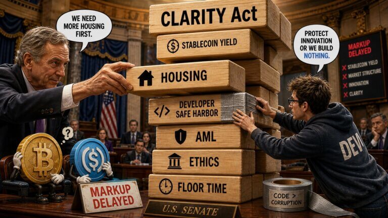 CLARITY Act risks slipping as housing fight stalls Senate crypto markup