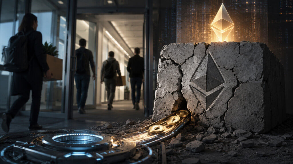 Ethereum validators exodus illustration showing validators leaving the Ethereum network