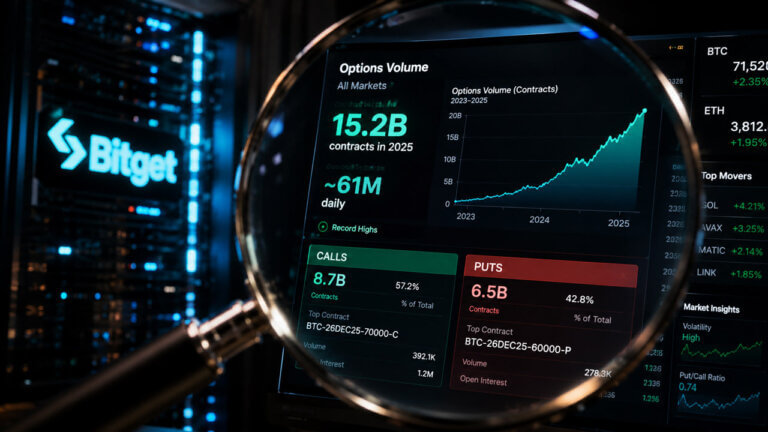 Bitget crypto options trading interface as exchanges expand into stock options markets