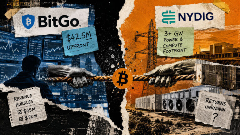 BitGo and NYDIG pull opposite ends of a rope around Bitcoin, contrasting revenue hurdles with a 3+ GW infrastructure footprint.