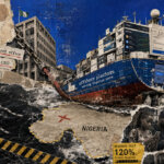 Offshore crypto platform depicted as a ship chained toward Nigeria under SEC registration, local office, CEO, and 120% reserve requirements.