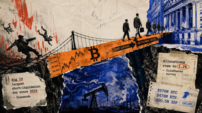 Bitcoin bridge carries the rally from short-liquidation chaos toward Wall Street as institutional inflows rise and macro risks build.
