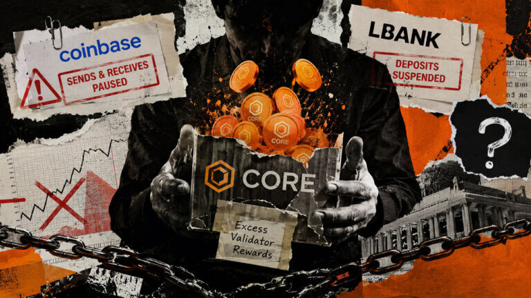 CORE emblem erupts with excess validator rewards as Coinbase and LBank notices show restricted transfers.
