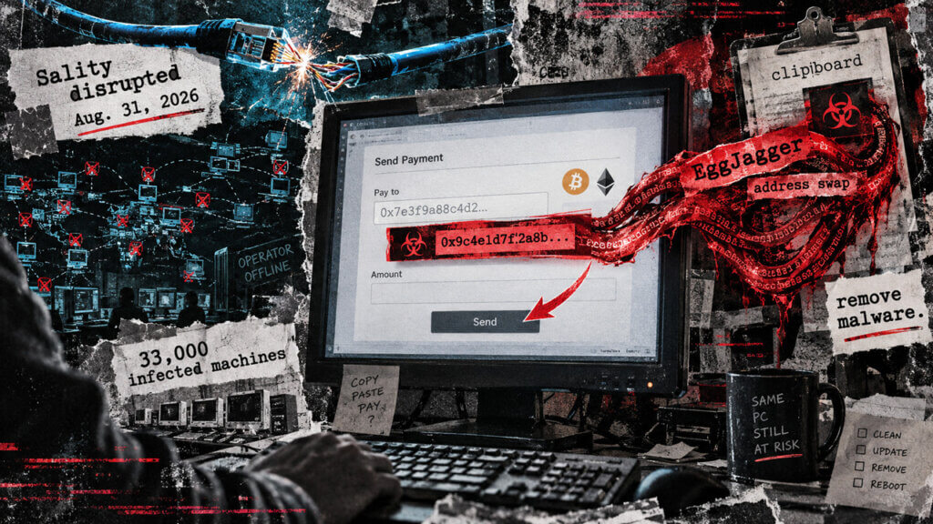 Sality’s EggJagger malware swaps a copied crypto payment address even after the botnet disruption cuts off new payload delivery.