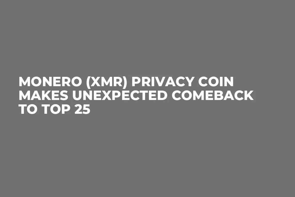 Monero (XMR) Privacy Coin Makes Unexpected Comeback to Top 25