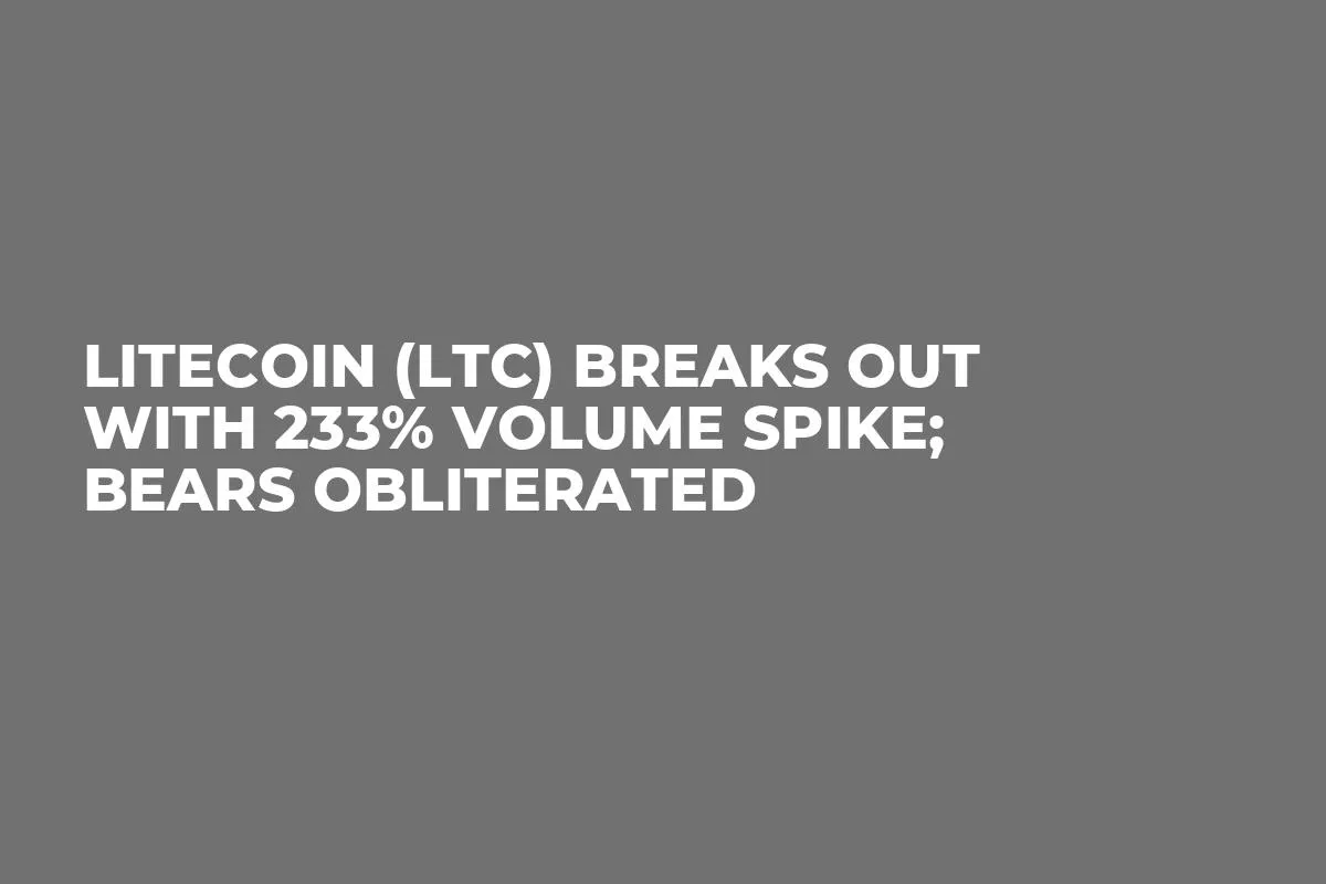 Litecoin (LTC) Breaks out With 233% Volume Spike; Bears Obliterated
