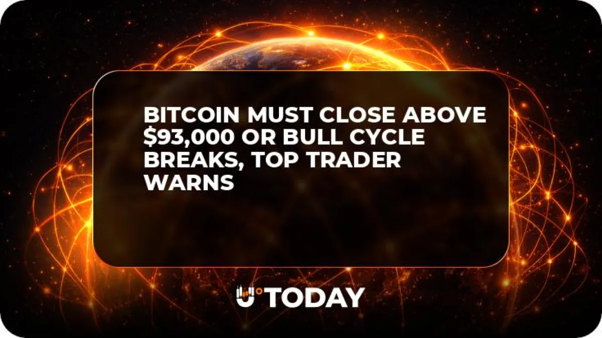 Bitcoin Must Close Above $93,000 or Bull Cycle Breaks, Top Trader Warns