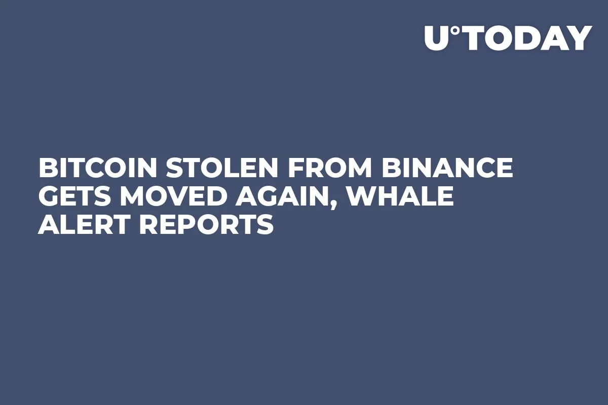Bitcoin Stolen from Binance Gets Moved Again, Whale Alert Reports