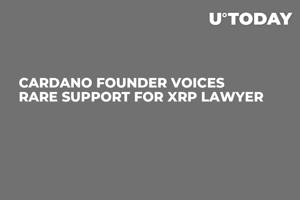 Cardano Founder Voices Rare Support for XRP Lawyer
