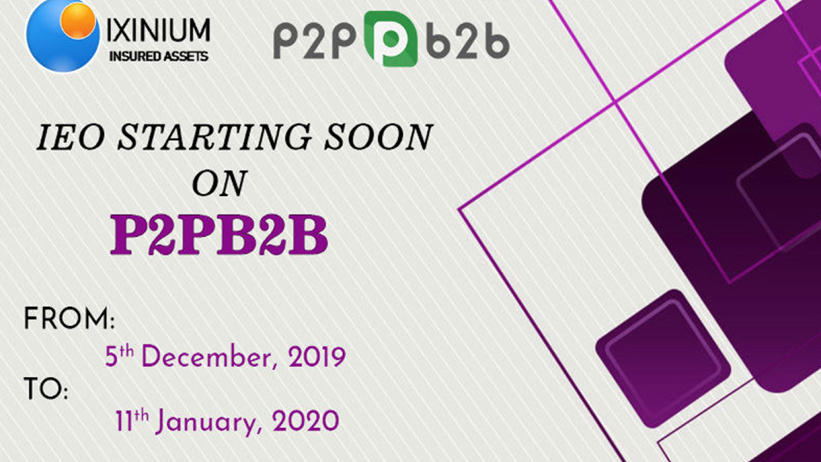 Ixinium to Announce IEO Launching on December 5th on P2PB2B.