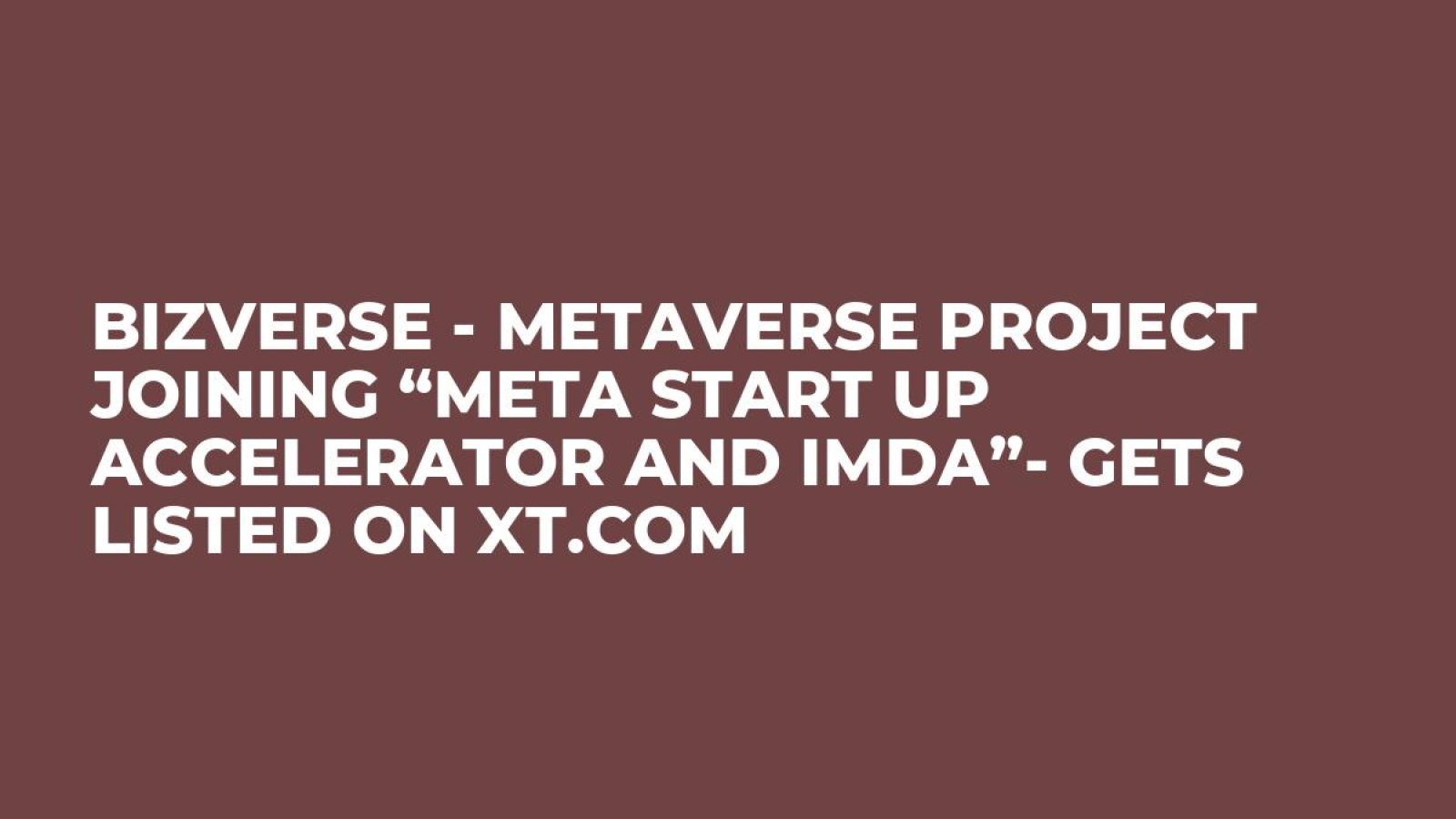 Bizverse - Metaverse Project Joining “Meta Start Up Accelerator and IMDA”- Gets Listed On XT.COM