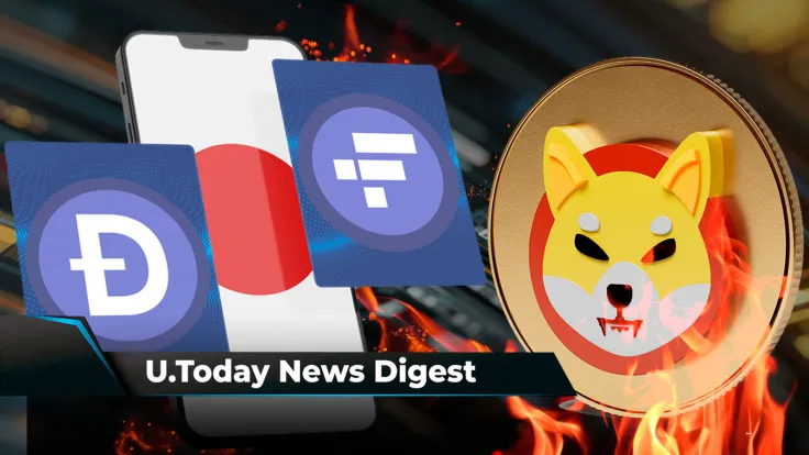 DOGE Available on FTX Japan, SHIB Burn Rate Surges 155%, Cardano Hit 13,000 GitHub Commits in June: Crypto News Digest by U.Today