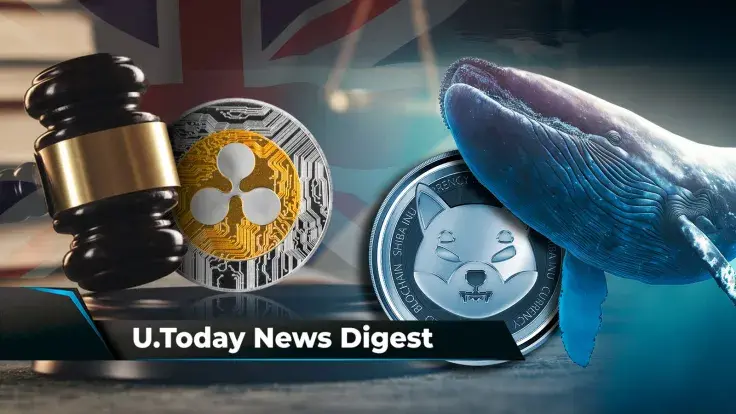 Ripple Files Lawsuit Against UK Money Transfer Service, BONE Listed by This Australian Exchange, SHIB Sees 2,180% Spike in Whale Transactions: Crypto News Digest by U.Today