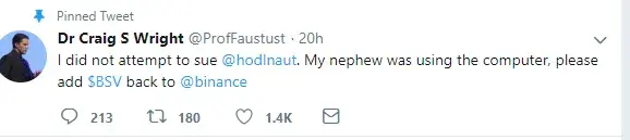 Craig Wright’s Sarcastic Response: ‘Boycott Binance’, ‘Not My Fault, Please Return BSV to Binance’