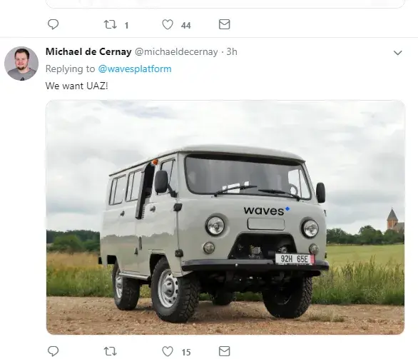 Justin Sun’s Failed Tesla Giveaway Trolled by Waves, Who Offers ‘Lada Niva’ to Community