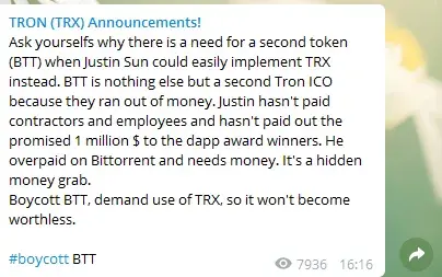 Who owns the largest part of TRX and BTT?