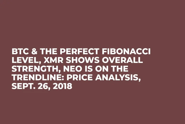 BTC & the Perfect Fibonacci Level, XMR Shows Overall Strength, NEO is on the Trendline: Price Analysis, Sept. 26, 2018