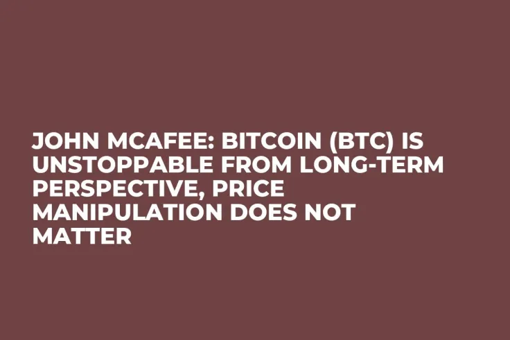 John McAfee: Bitcoin (BTC) Is Unstoppable from Long-Term Perspective, Price Manipulation Does Not Matter