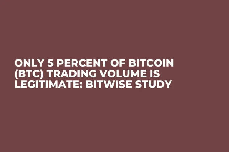Only 5 Percent of Bitcoin (BTC) Trading Volume Is Legitimate: Bitwise Study 