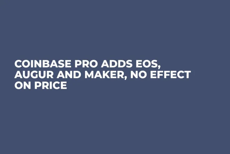 Coinbase Pro Adds EOS, Augur and Maker, No Effect on Price 