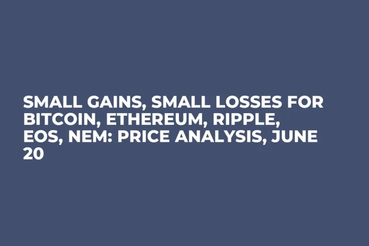 Small Gains, Small Losses for Bitcoin, Ethereum, Ripple, EOS, NEM: Price Analysis, June 20