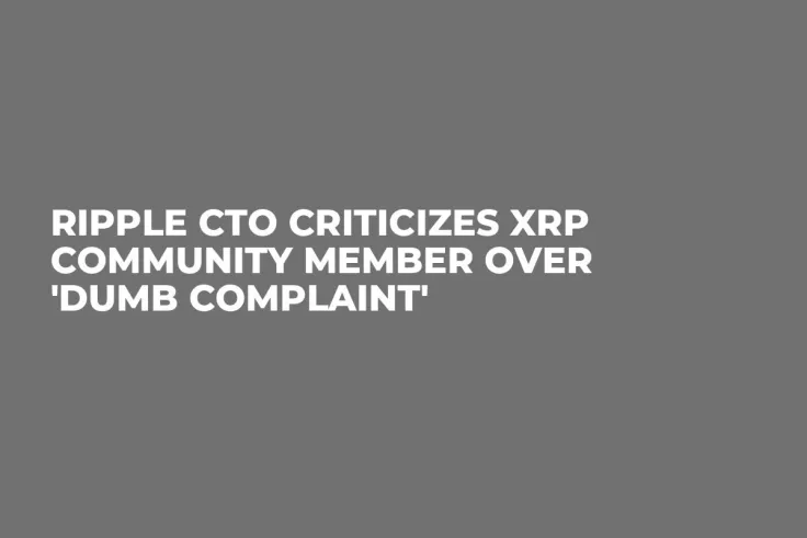 Ripple CTO Criticizes XRP Community Member Over 'Dumb Complaint'