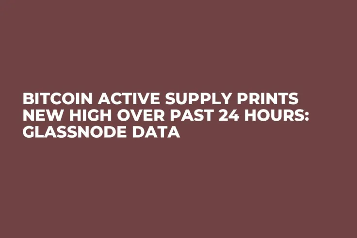 Bitcoin Active Supply Prints New High Over Past 24 Hours: Glassnode Data