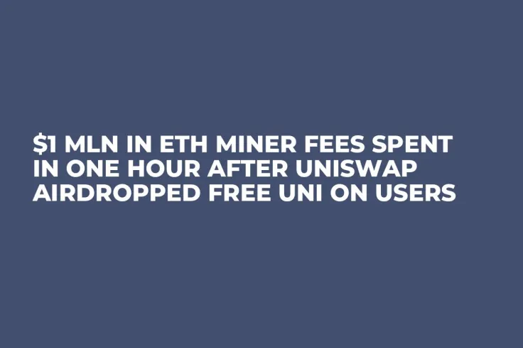 $1 Mln in ETH Miner Fees Spent in One Hour After Uniswap Airdropped Free UNI on Users