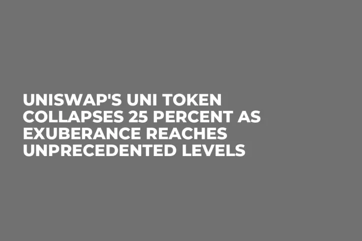 Uniswap's UNI Token Collapses 25 Percent as Exuberance Reaches Unprecedented Levels 
