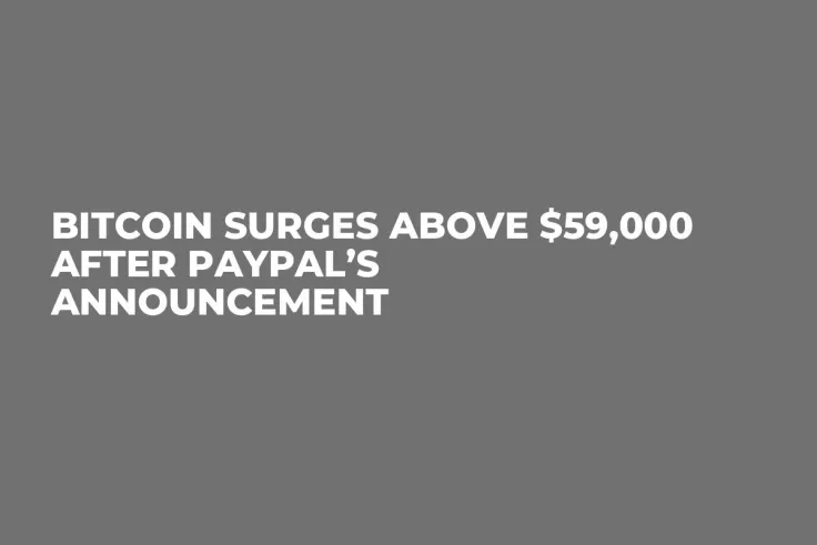 Bitcoin Surges Above $59,000 After PayPal’s Announcement