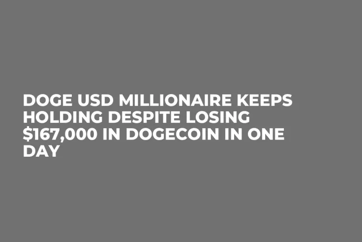 DOGE USD Millionaire Keeps Holding Despite Losing $167,000 in Dogecoin in One Day