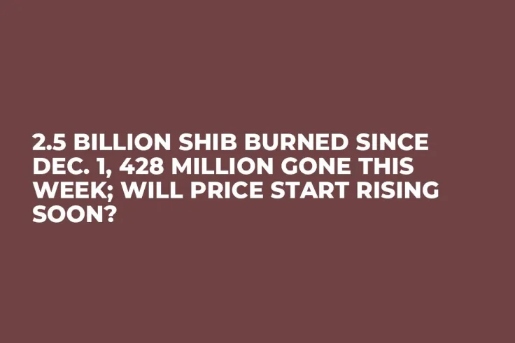 2.5 Billion SHIB Burned Since Dec. 1, 428 Million Gone This Week; Will Price Start Rising Soon?