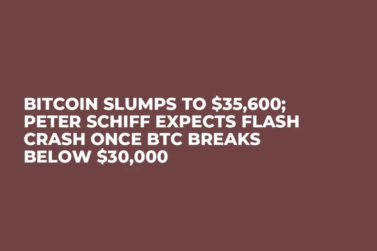Bitcoin Slumps to $35,600; Peter Schiff Expects Flash Crash Once BTC Breaks Below $30,000