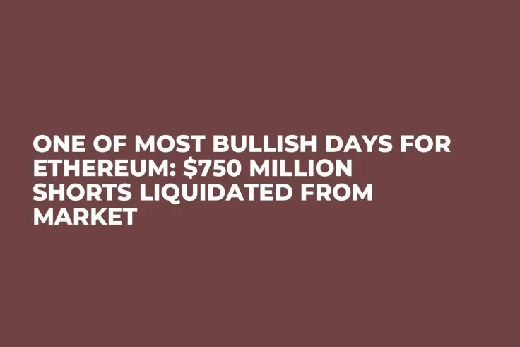 One of Most Bullish Days for Ethereum: $750 Million Shorts Liquidated from Market