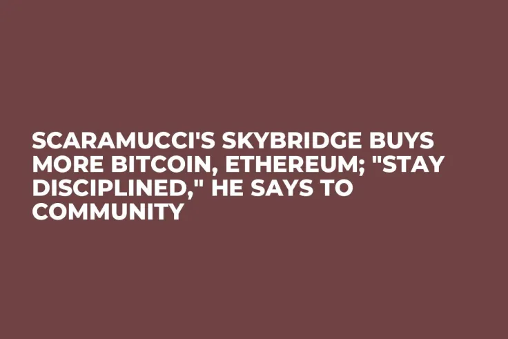 Scaramucci's SkyBridge Buys More Bitcoin, Ethereum; "Stay Disciplined," He Says to Community
